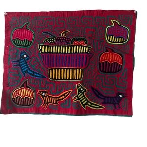Vintage traditional, hand-sewn, multi-layered cotton Mola by the Guna (Kuna)